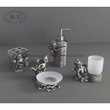 Porte-savon classique personnalisé porte-savon liquide crochets de robe étagère en verre étagères de salle de bain Kit de matériel de salle de bain série ange